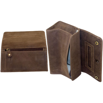 Rollbeutel Braun echtes Leder