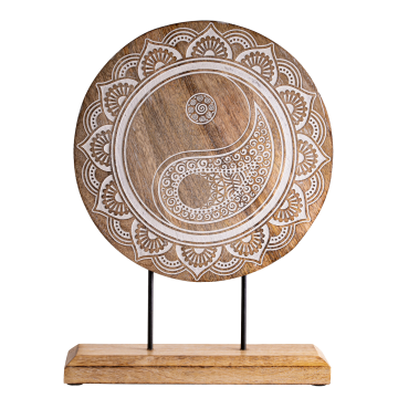 Energiebild YinYang aus Mangoholz mit Standfuß