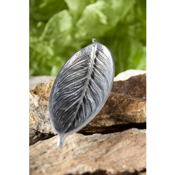 Räucherstäbchenhalter Blatt aus Weissmetall