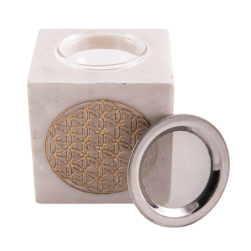 Berk Aromalampe ""Lebensblume"" mit Siebquadratisch Marmor 2 in 1 Gefäß