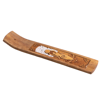 Mondgöttin mit Regenbogen-mondstein, Holzhalter für Räucherstäbchen