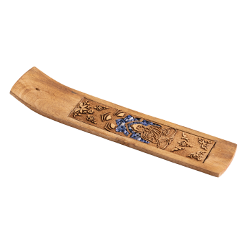 Buddha mit Sodalith, Holzhalter für Räucherstäbchen
