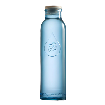 OmWater Wasserflasche – 0.5L Karaffe aus blauem Recyclingglas