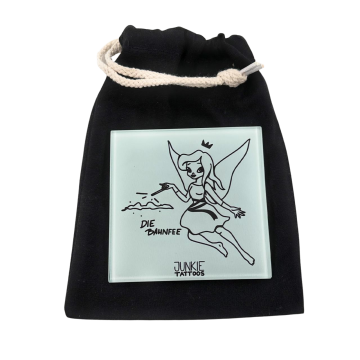 Bahnfee - Robustes Echtglas Brettchen, 10x10cm