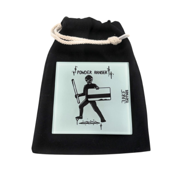 Powder Ranger - Robustes Echtglas Brettchen, 10x10cm