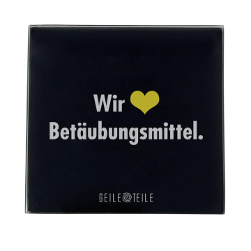 Betäubungsmittel - Robustes Echtglas Brettchen, 10x10cm